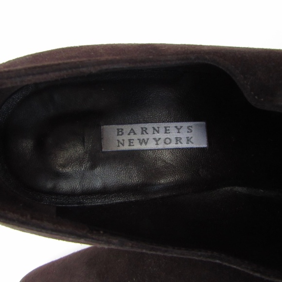 Barneys New York Dark Brown Suede Lace Top Almond Toe Shoes 39 / US 8.5 - Picture 2 of 16